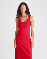 Scoopneck Tank Maxi Dress in Compact Cotton VARSITY RED