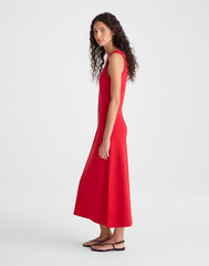Scoopneck Tank Maxi Dress in Compact Cotton VARSITY RED