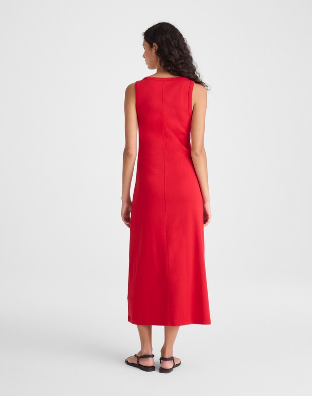 Scoopneck Tank Maxi Dress in Compact Cotton VARSITY RED