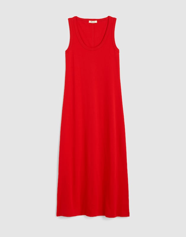 Scoopneck Tank Maxi Dress in Compact Cotton VARSITY RED