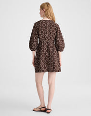 Splitneck Mini Dress DARK BROWN