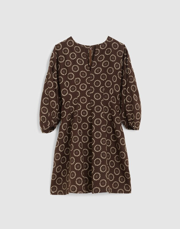 Splitneck Mini Dress DARK BROWN