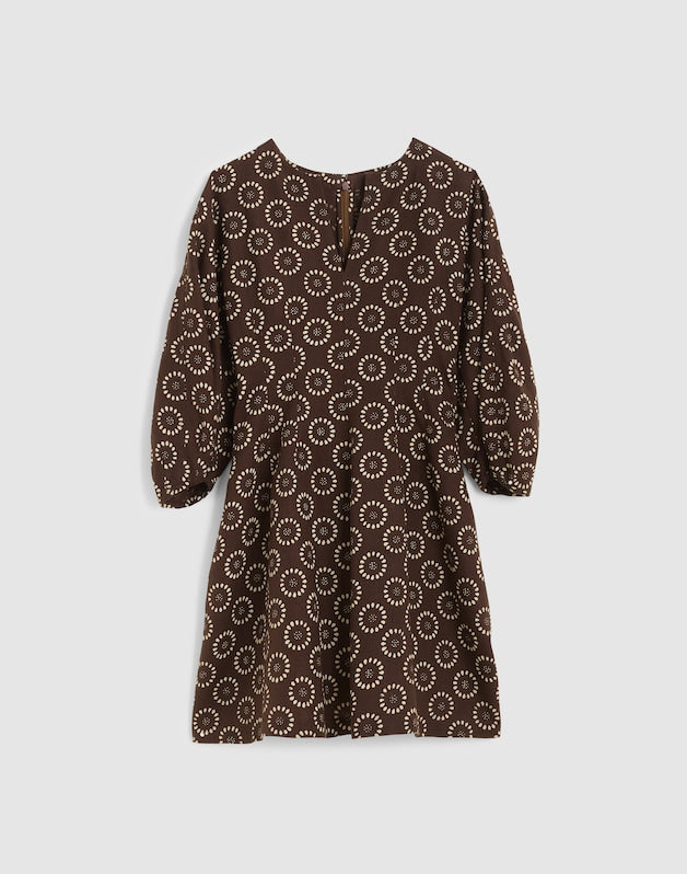 Splitneck Mini Dress DARK BROWN