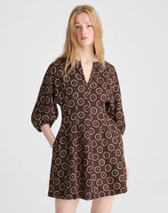 Splitneck Mini Dress DARK BROWN