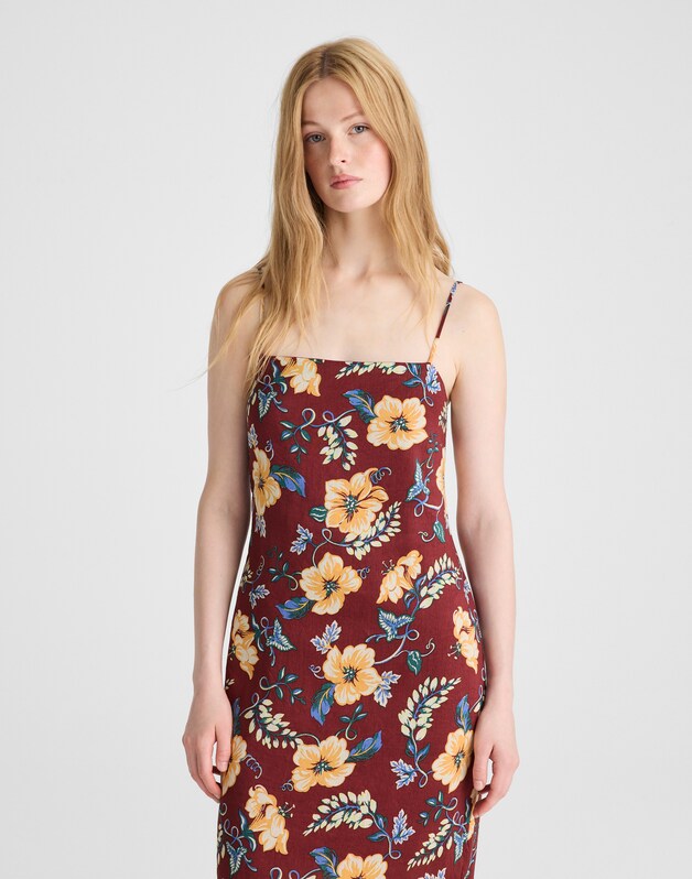 Squareneck Sleeveless Maxi Dress DUSTY MERLOT