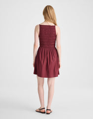 Smocked High-Neck Mini Dress DUSTY MERLOT