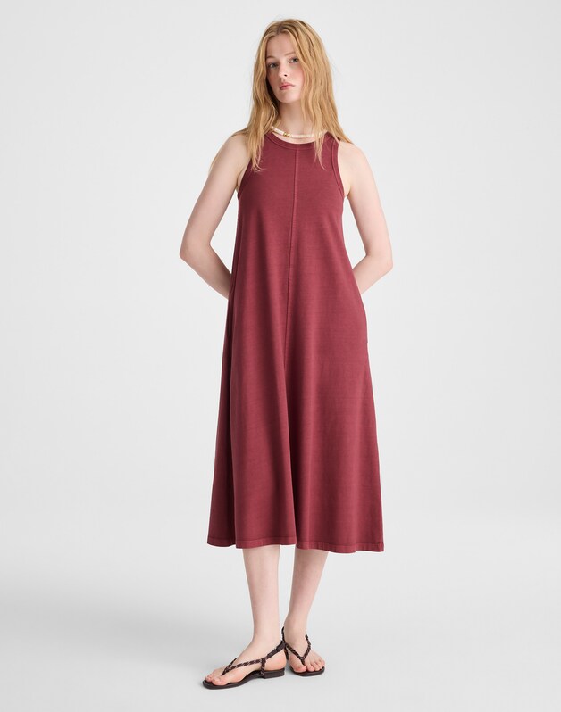 Seamed Tank Maxi Dress in Allday Jersey DUSTY MERLOT