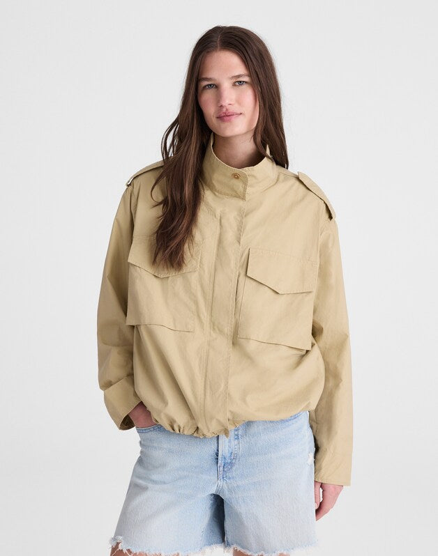 Field Jacket in Washed Poplin FENNEL SEED