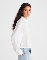 Straight-Hem Button-Up Shirt WHITE