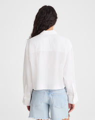 Straight-Hem Button-Up Shirt WHITE