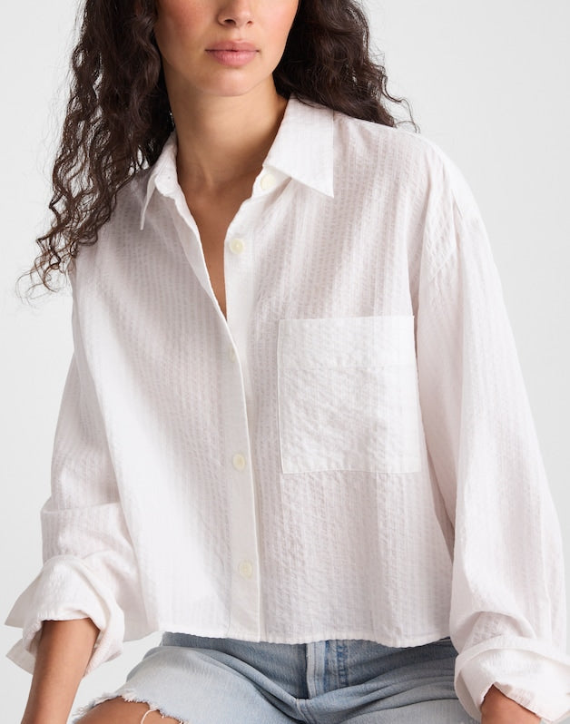Straight-Hem Button-Up Shirt WHITE