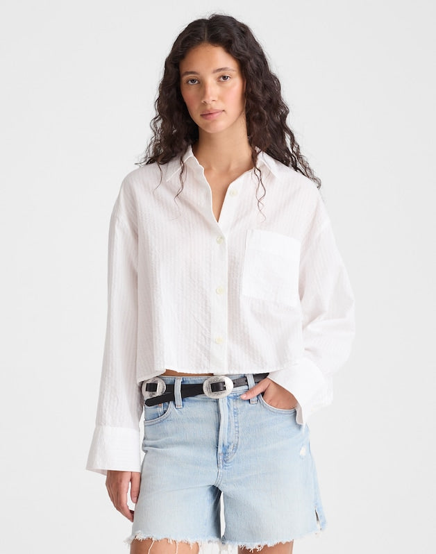 Straight-Hem Button-Up Shirt WHITE