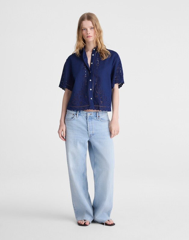 Eyelet Boxy Shirt CLASSIC INDIGO