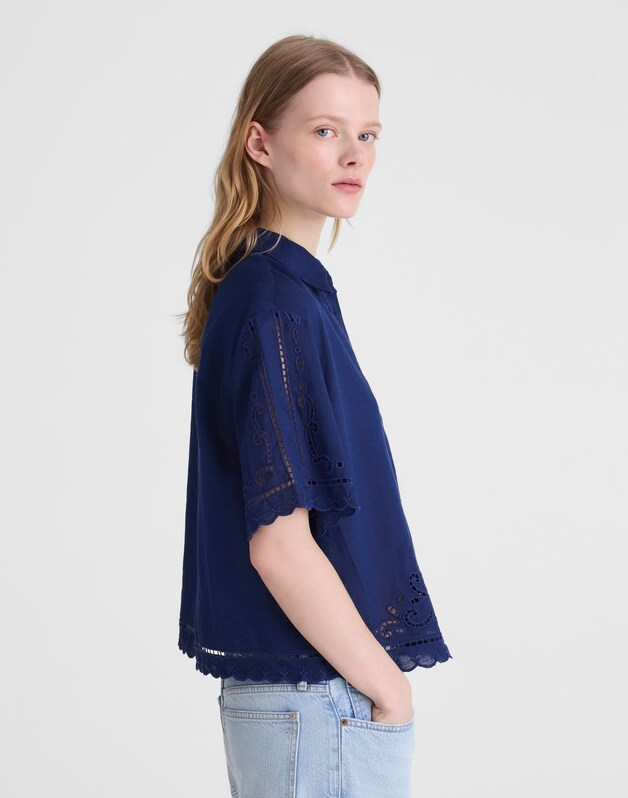 Eyelet Boxy Shirt CLASSIC INDIGO