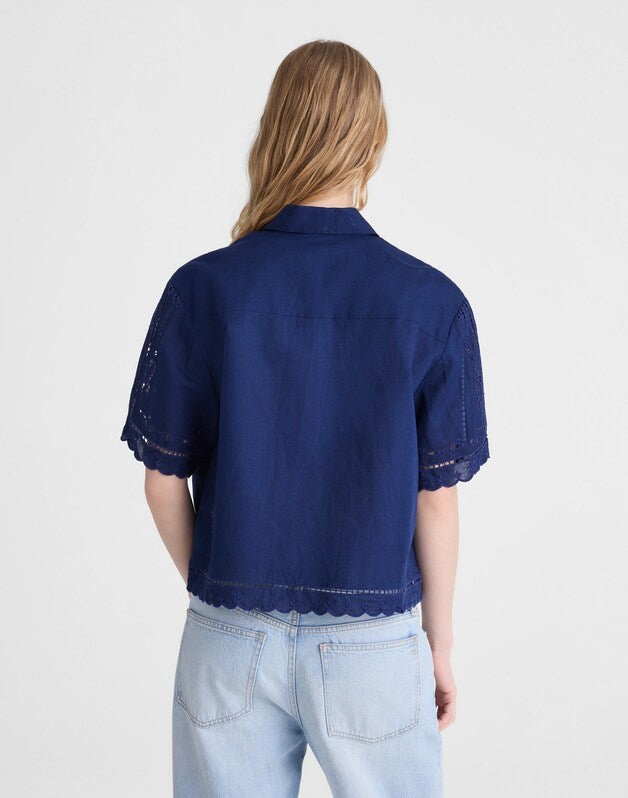 Eyelet Boxy Shirt CLASSIC INDIGO