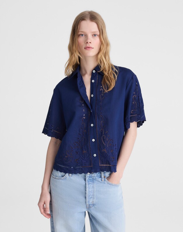 Eyelet Boxy Shirt CLASSIC INDIGO