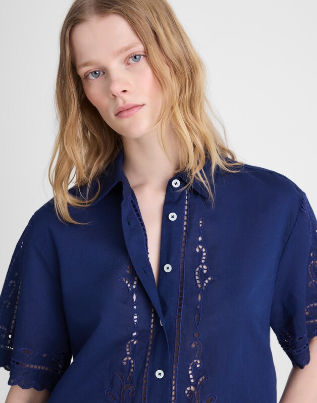 Eyelet Boxy Shirt CLASSIC INDIGO