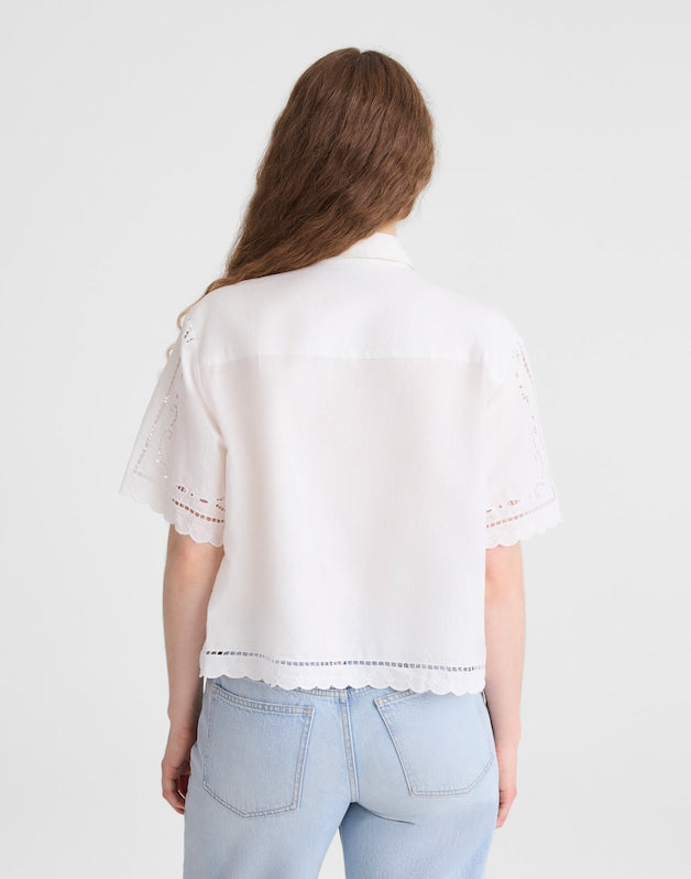 Eyelet Boxy Shirt WHITE