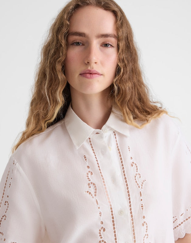 Eyelet Boxy Shirt WHITE