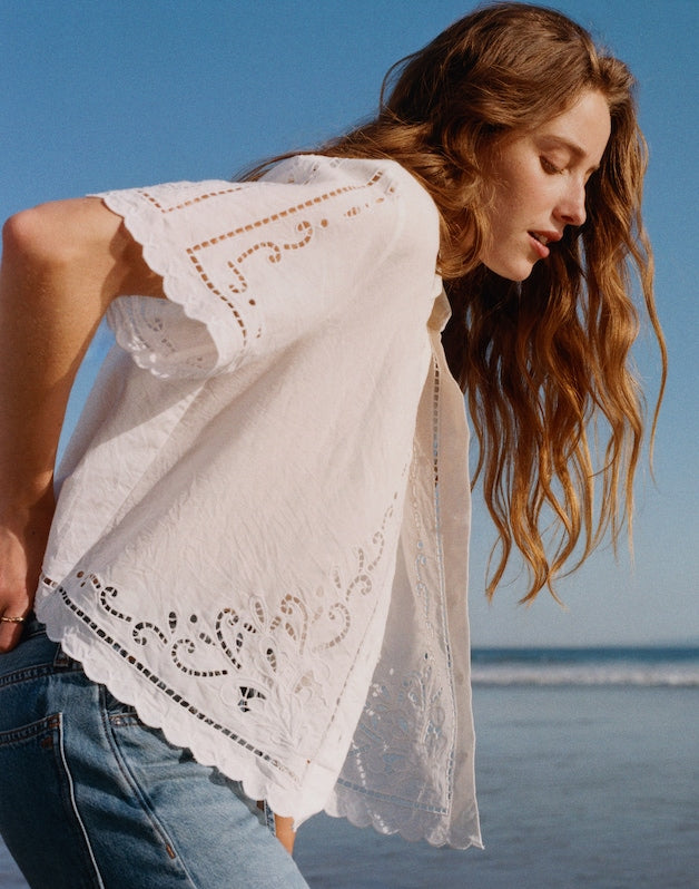Eyelet Boxy Shirt WHITE