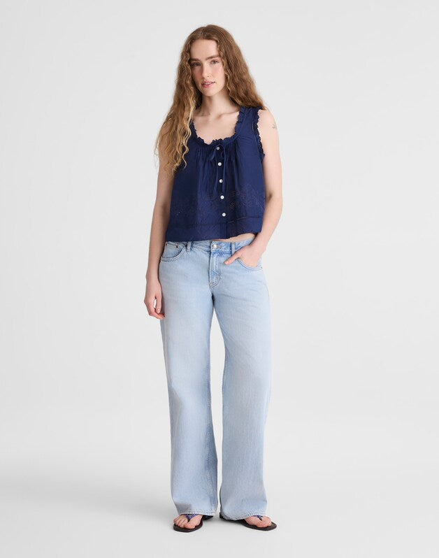 The Embroidered Leah Top CLASSIC INDIGO