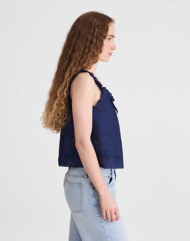 The Embroidered Leah Top CLASSIC INDIGO