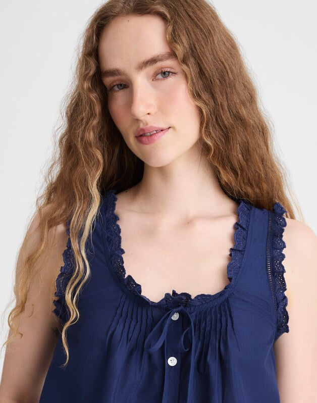 The Embroidered Leah Top CLASSIC INDIGO