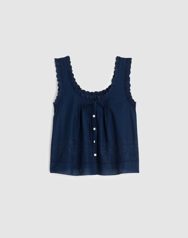 The Embroidered Leah Top CLASSIC INDIGO