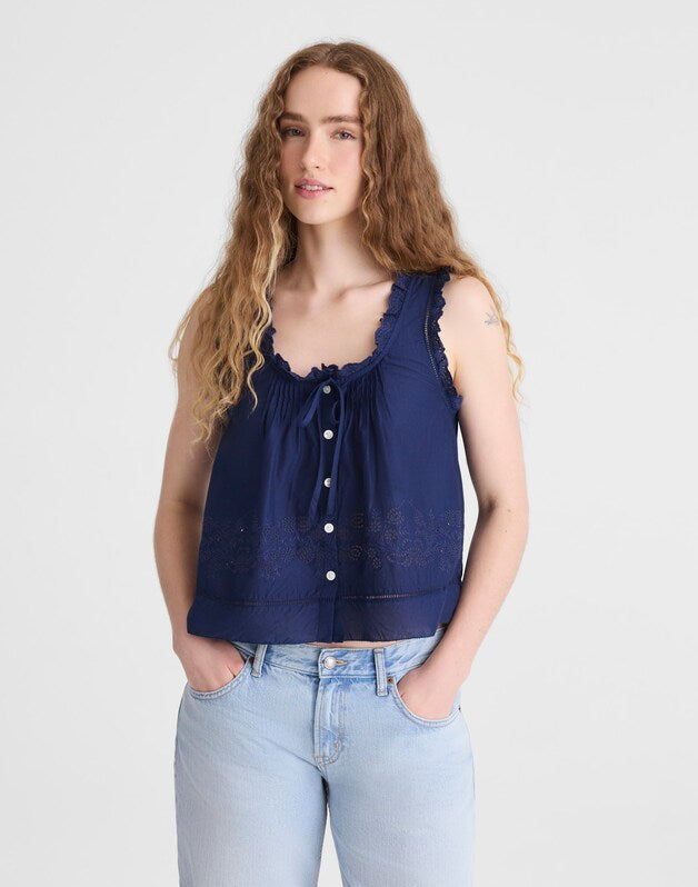 The Embroidered Leah Top CLASSIC INDIGO