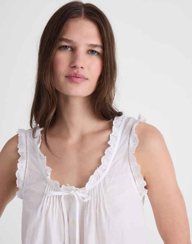The Embroidered Leah Top WHITE