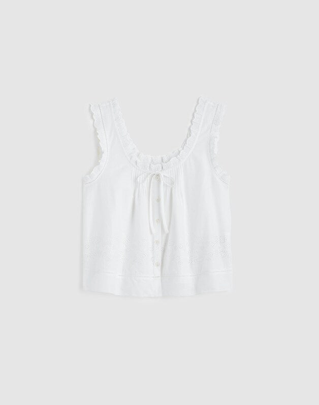 The Embroidered Leah Top WHITE