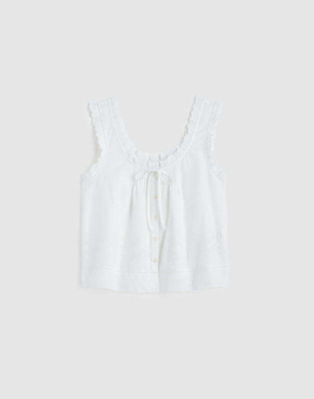 The Embroidered Leah Top WHITE