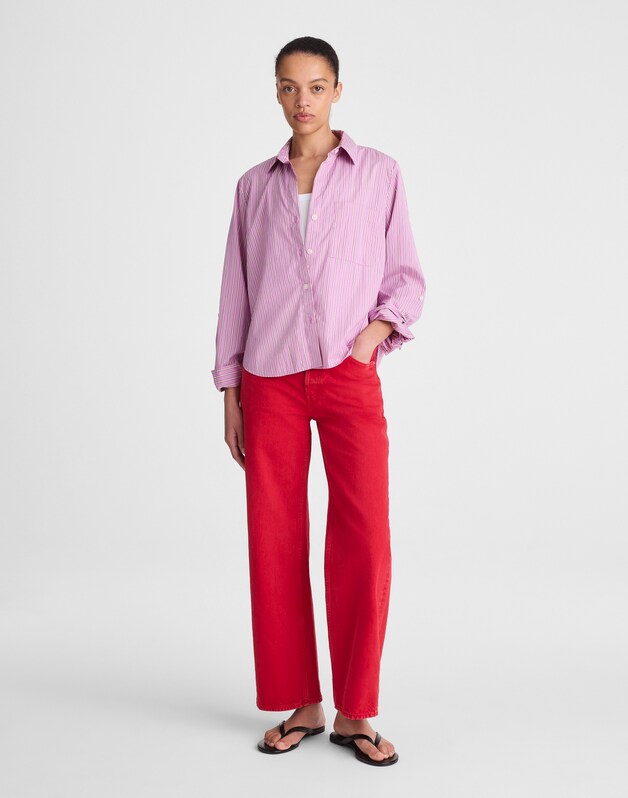 The Signature Y-Neck Shirt in Poplin WARM WISTERIA