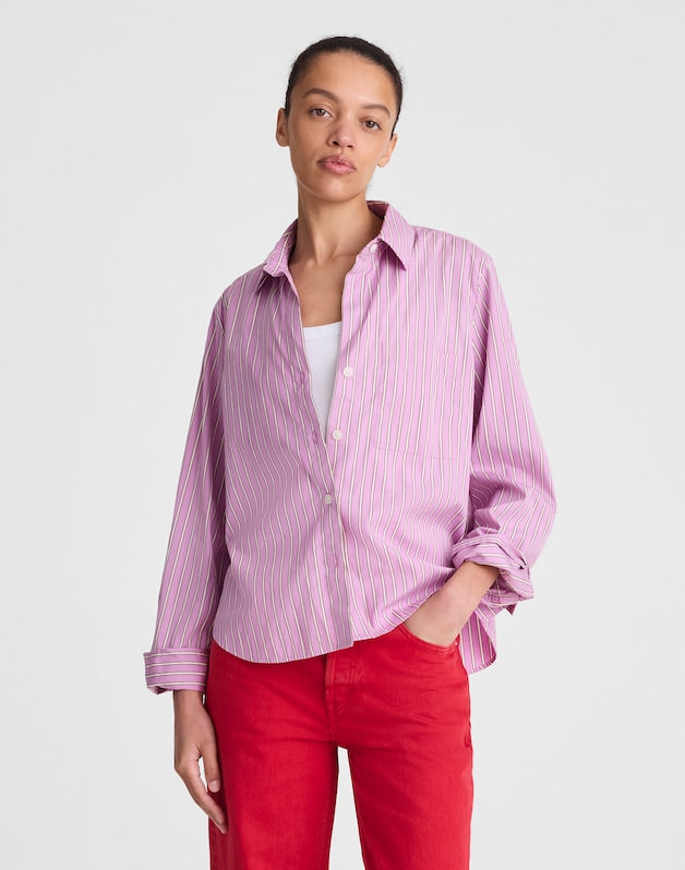 The Signature Y-Neck Shirt in Poplin WARM WISTERIA