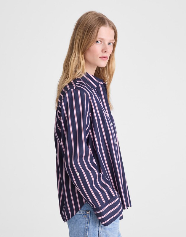 The Signature Y-Neck Shirt in Poplin CLASSIC INDIGO