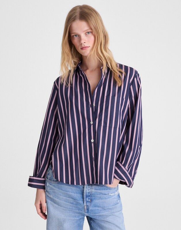 The Signature Y-Neck Shirt in Poplin CLASSIC INDIGO