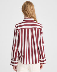 The Signature Y-Neck Shirt in Poplin DUSTY MERLOT