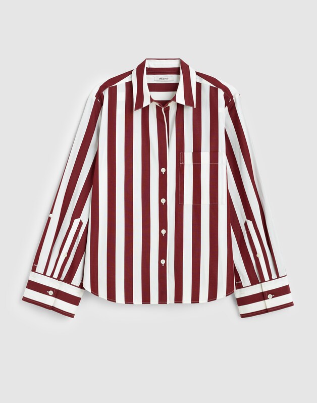 The Signature Y-Neck Shirt in Poplin DUSTY MERLOT