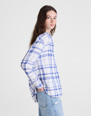 The Easy Shirt in 100% Linen OVERSIZED BLUE WHITE PLAID