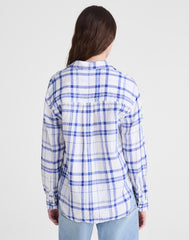 The Easy Shirt in 100% Linen OVERSIZED BLUE WHITE PLAID