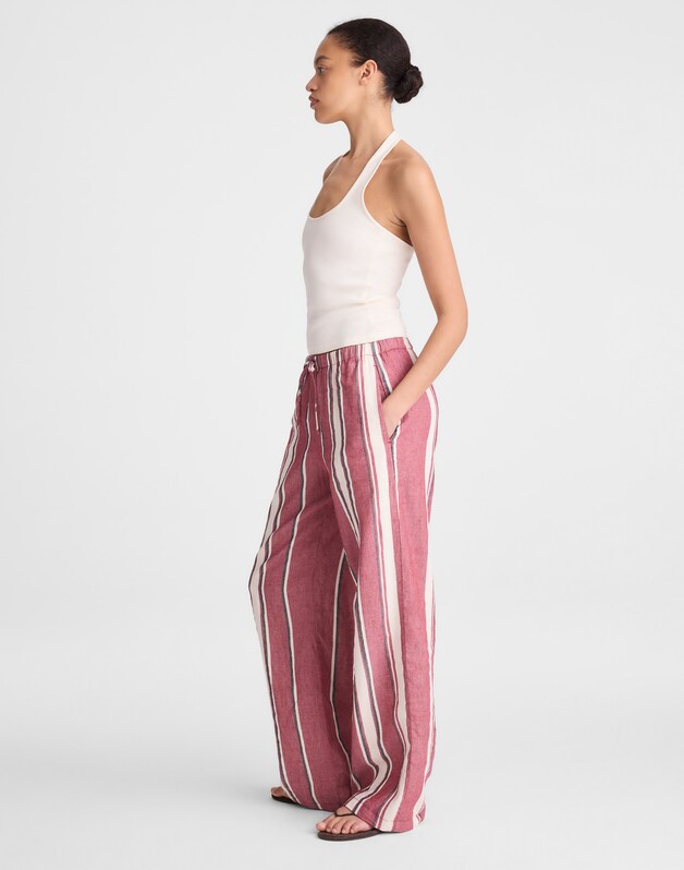 Pull-On Pants in Linen-Cotton Blend RED CURRANT