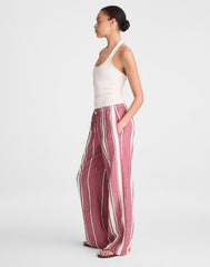 Pull-On Pants in Linen-Cotton Blend RED CURRANT
