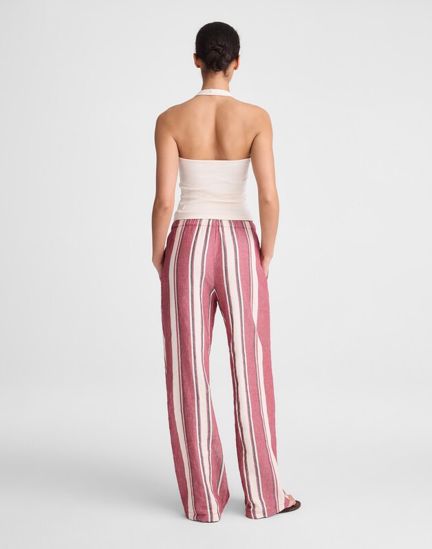 Pull-On Pants in Linen-Cotton Blend RED CURRANT