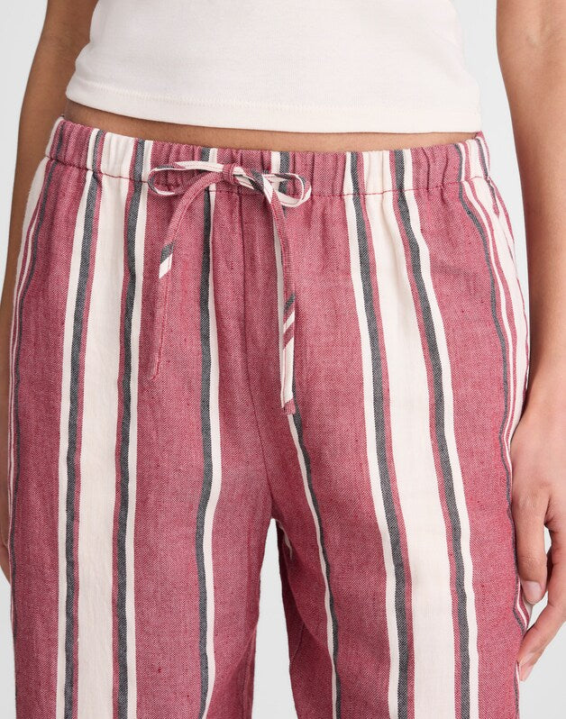 Pull-On Pants in Linen-Cotton Blend RED CURRANT