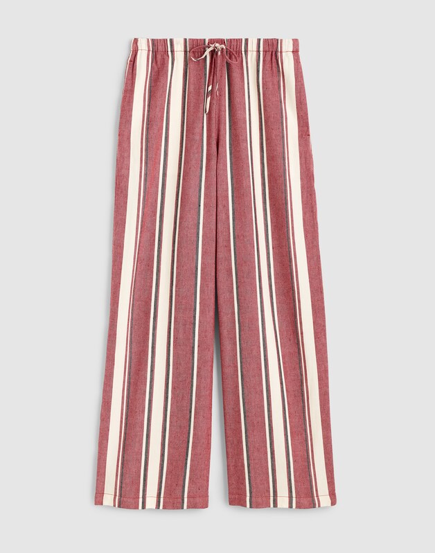 Pull-On Pants in Linen-Cotton Blend RED CURRANT