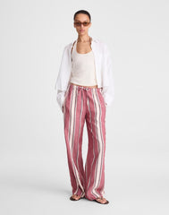 Pull-On Pants in Linen-Cotton Blend RED CURRANT