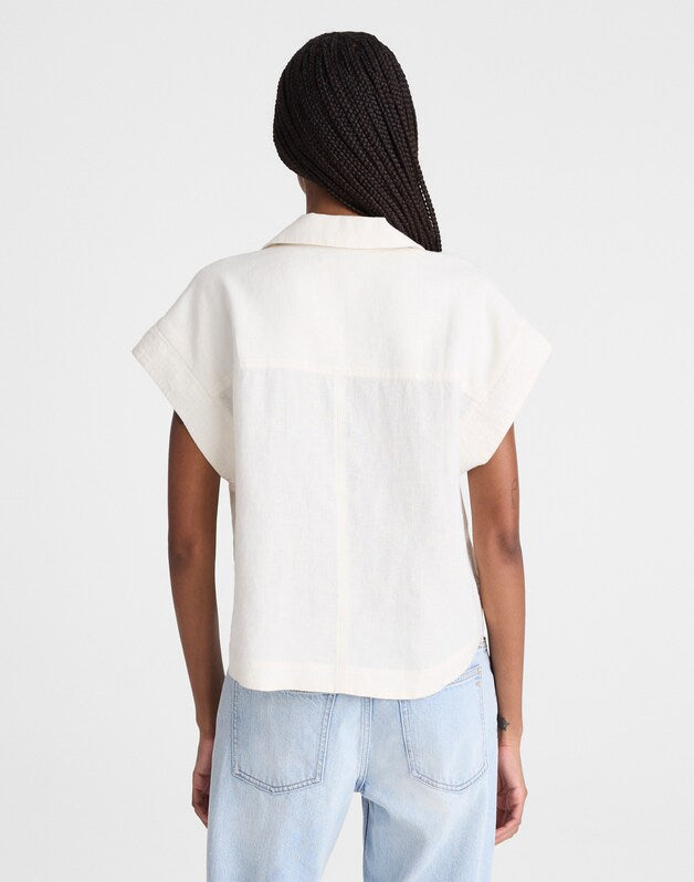 Notch-Collar Shirt in 100% Linen IVORY LINEN