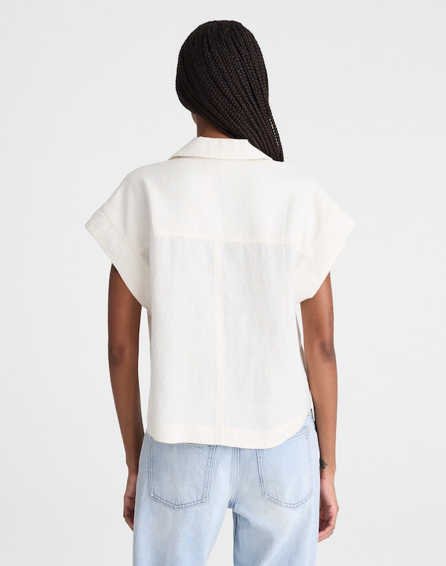 Notch-Collar Shirt in 100% Linen IVORY LINEN