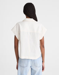 Notch-Collar Shirt in 100% Linen IVORY LINEN