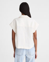 Notch-Collar Shirt in 100% Linen IVORY LINEN